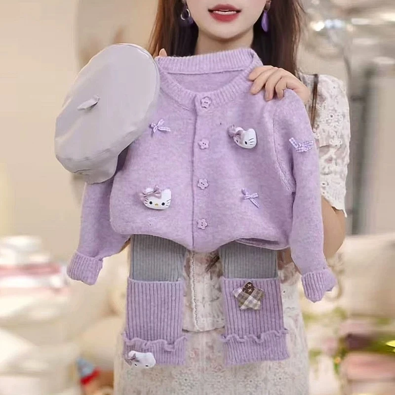 女童套装2025新款儿童毛线衣+裤子两件套宝宝洋气韩版衣服网红