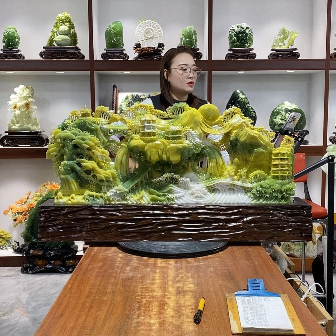 高***岩玉山水摆件 玄关摆件