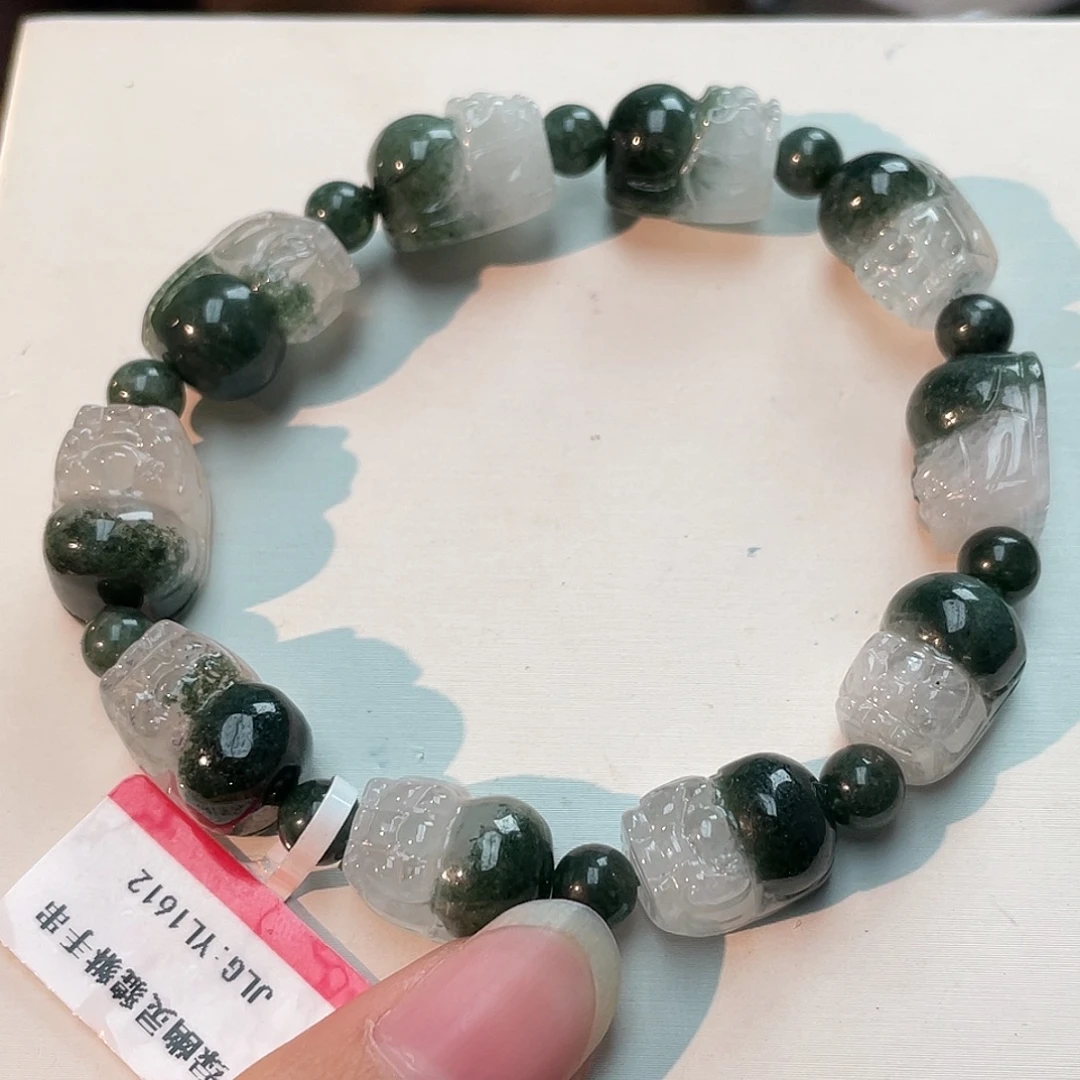 水晶手串未镶嵌绿幽灵貔貅手串yl1612 84号