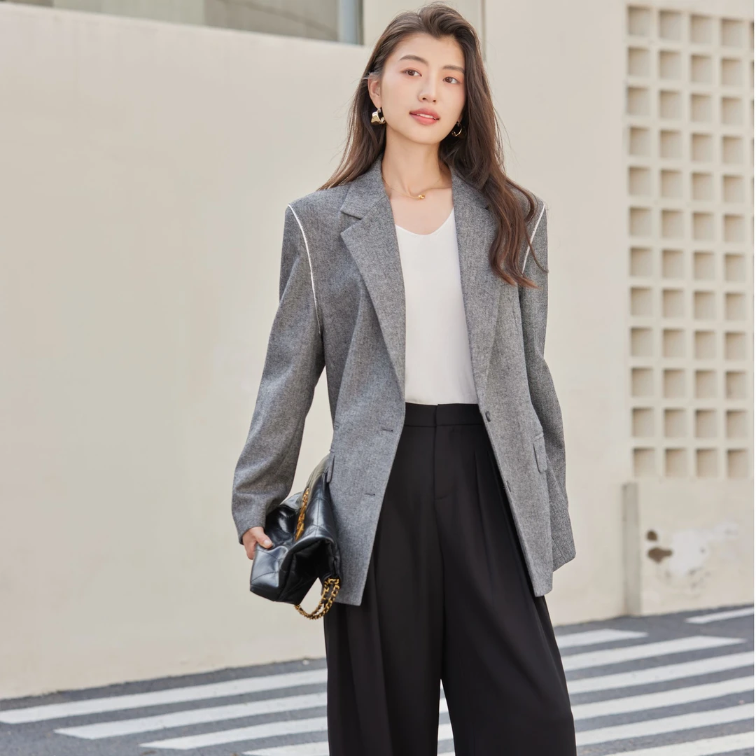 杭城|2025春秋款翻领宽松休闲西装上衣外套80C122