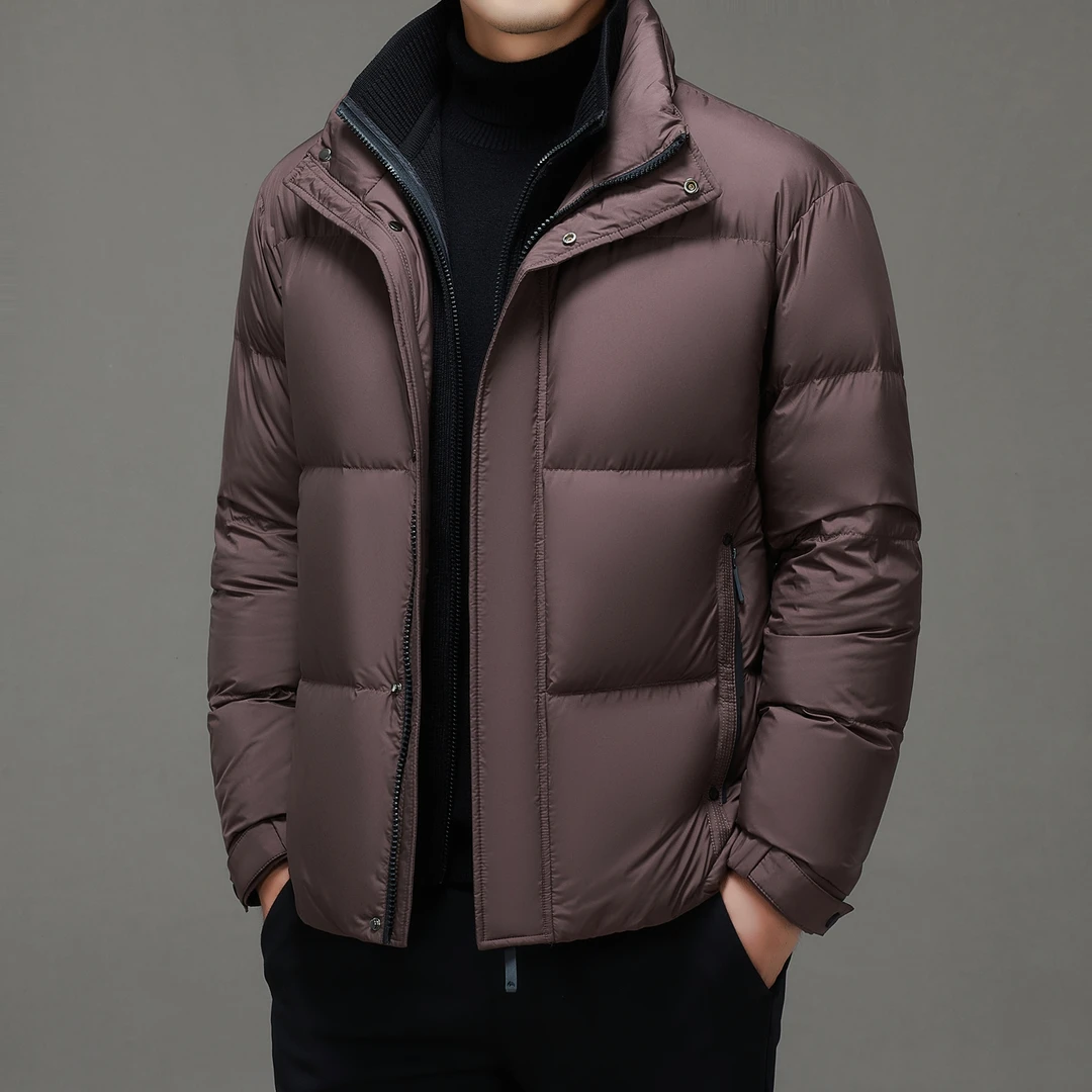 洛尼提日亚假两件男羽绒服90鸭绒冬季加厚保暖2025年新款立领外套