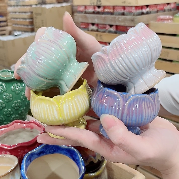 有孔.凑单10元陶瓷花盆发货！