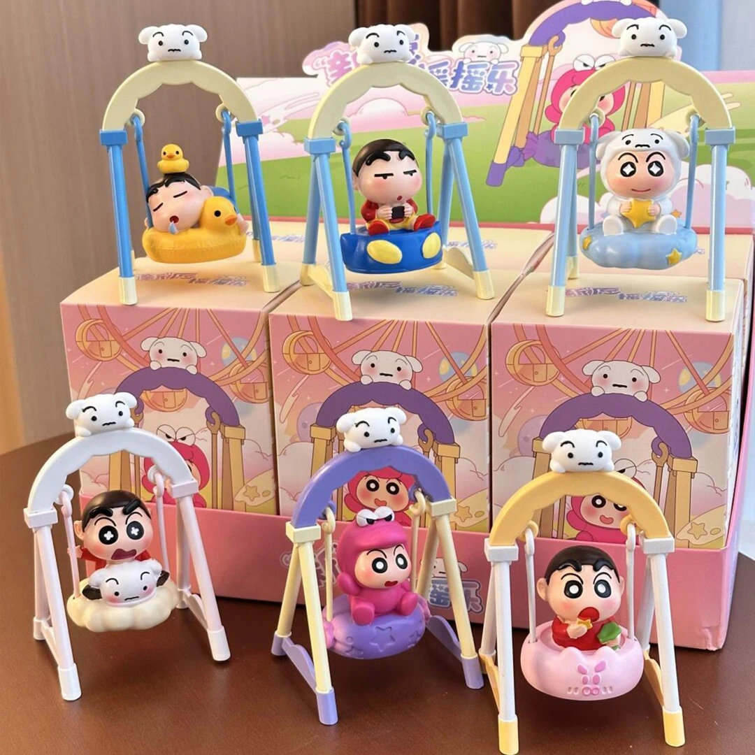 国版蜡笔小新荡秋千系列盲盒手办潮玩公仔治愈解压桌面摆件玩偶女