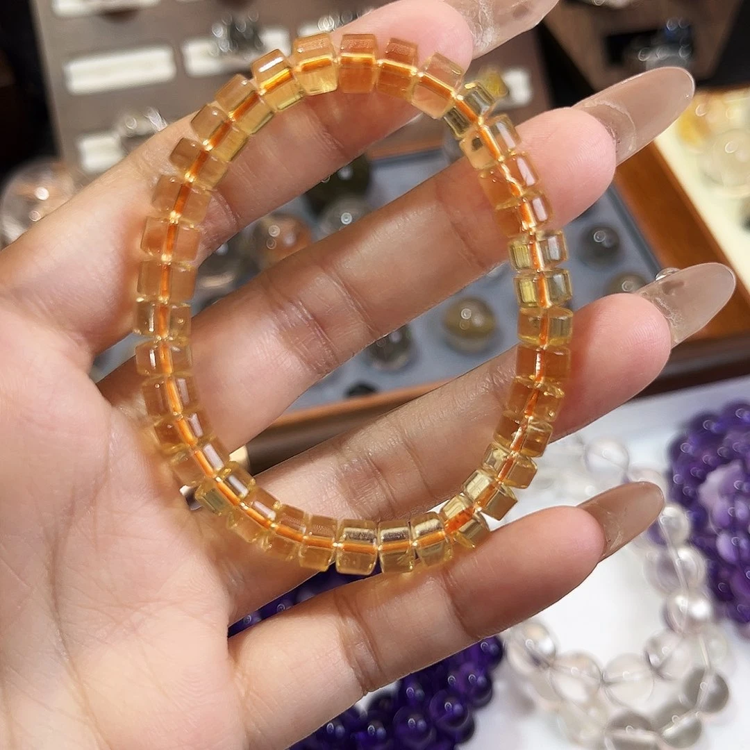 水晶银S925镶嵌手链黄水晶