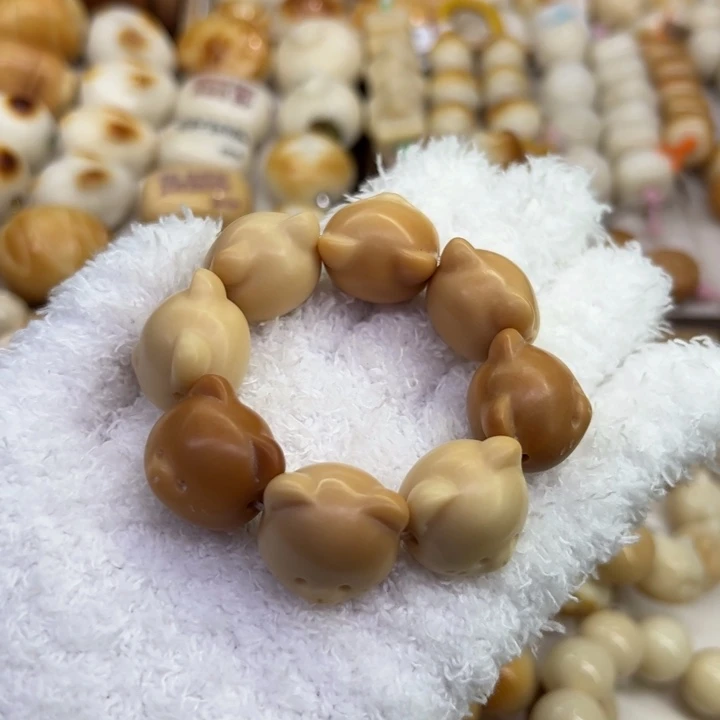 菩提根/象牙果手串76 臻品象牙果老师傅精工多宝熊头