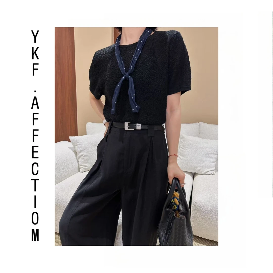 韩系宽松针织圆领T恤64035