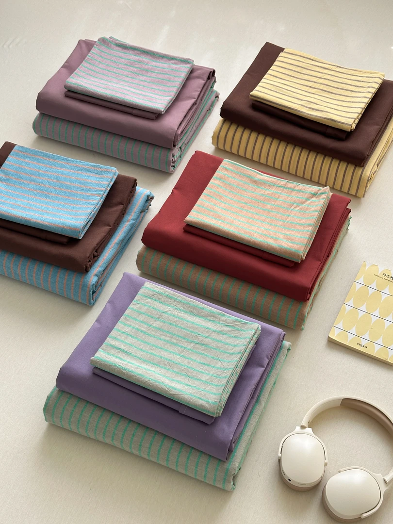 【四件套纯棉全棉】简约格子无印风60支纱布A类母婴级四件套