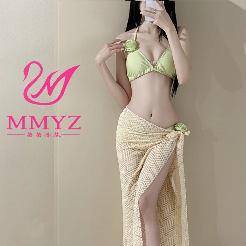 泰国巴厘岛海岛度假穿搭分体泳衣女性感比基尼三件套遮肚显瘦温泉