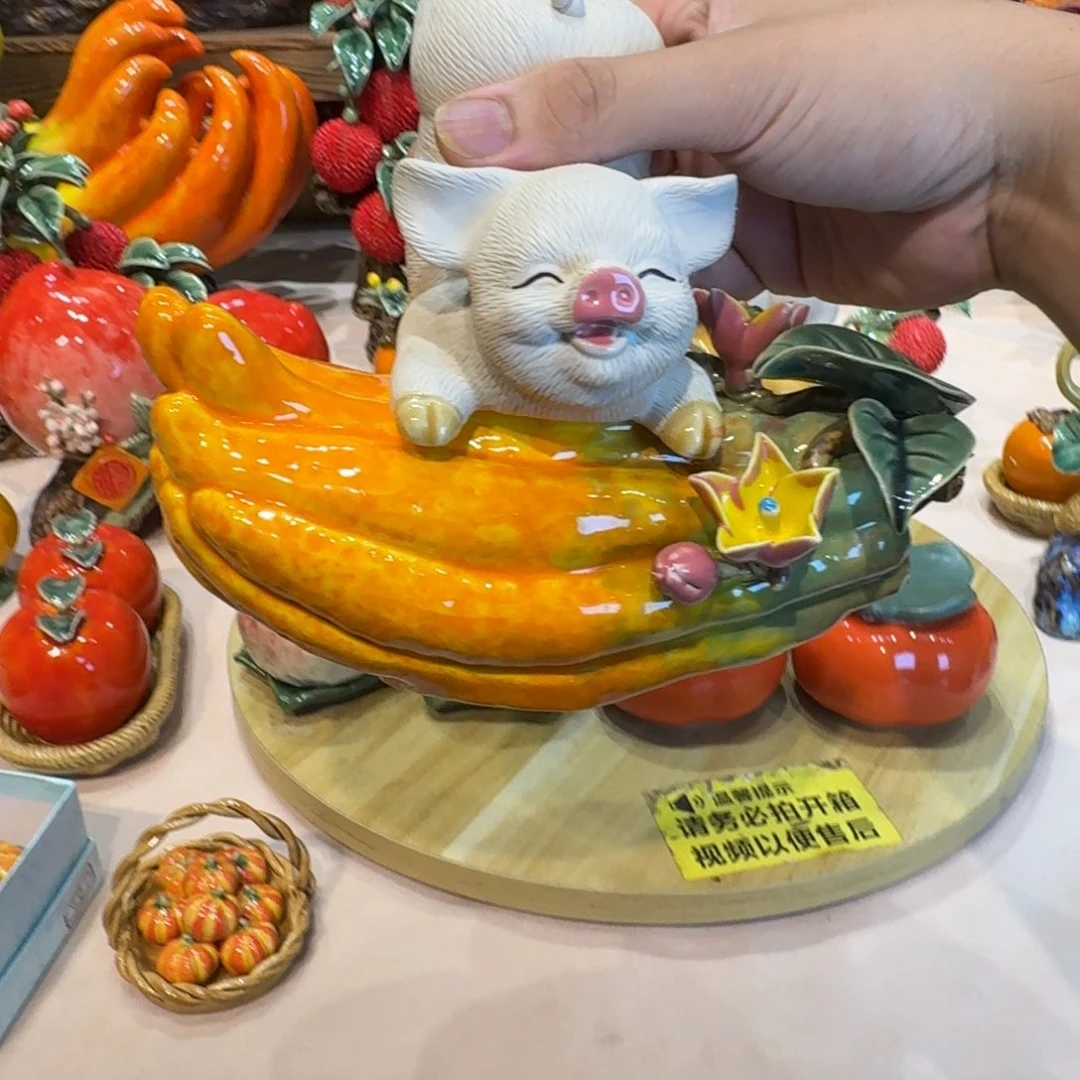 陶土猪仔佛手摆件