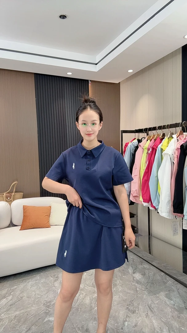 【梓涵polo领套装】夏季新款套装polo领短袖T恤和高腰女裙