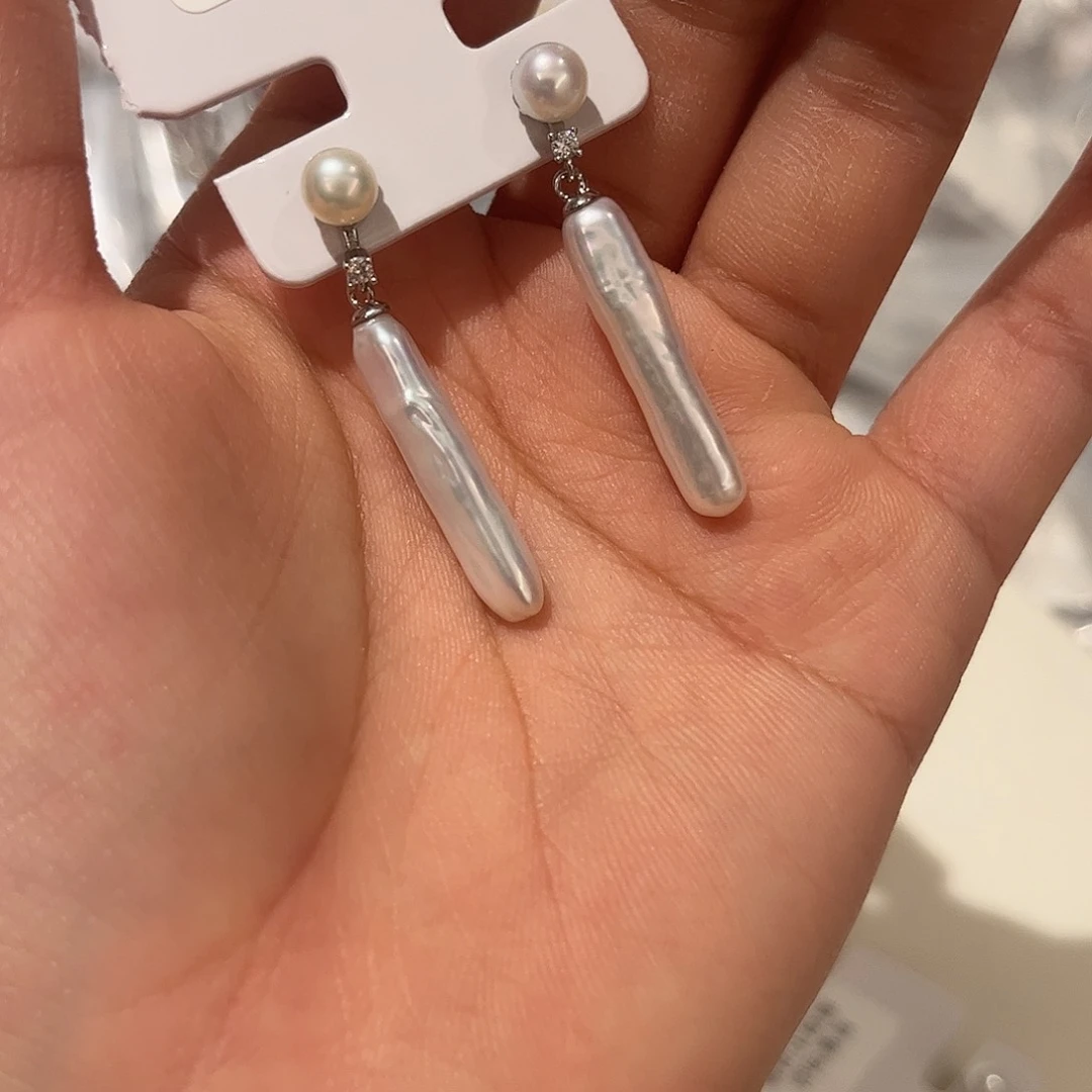 合金淡水珍珠耳饰