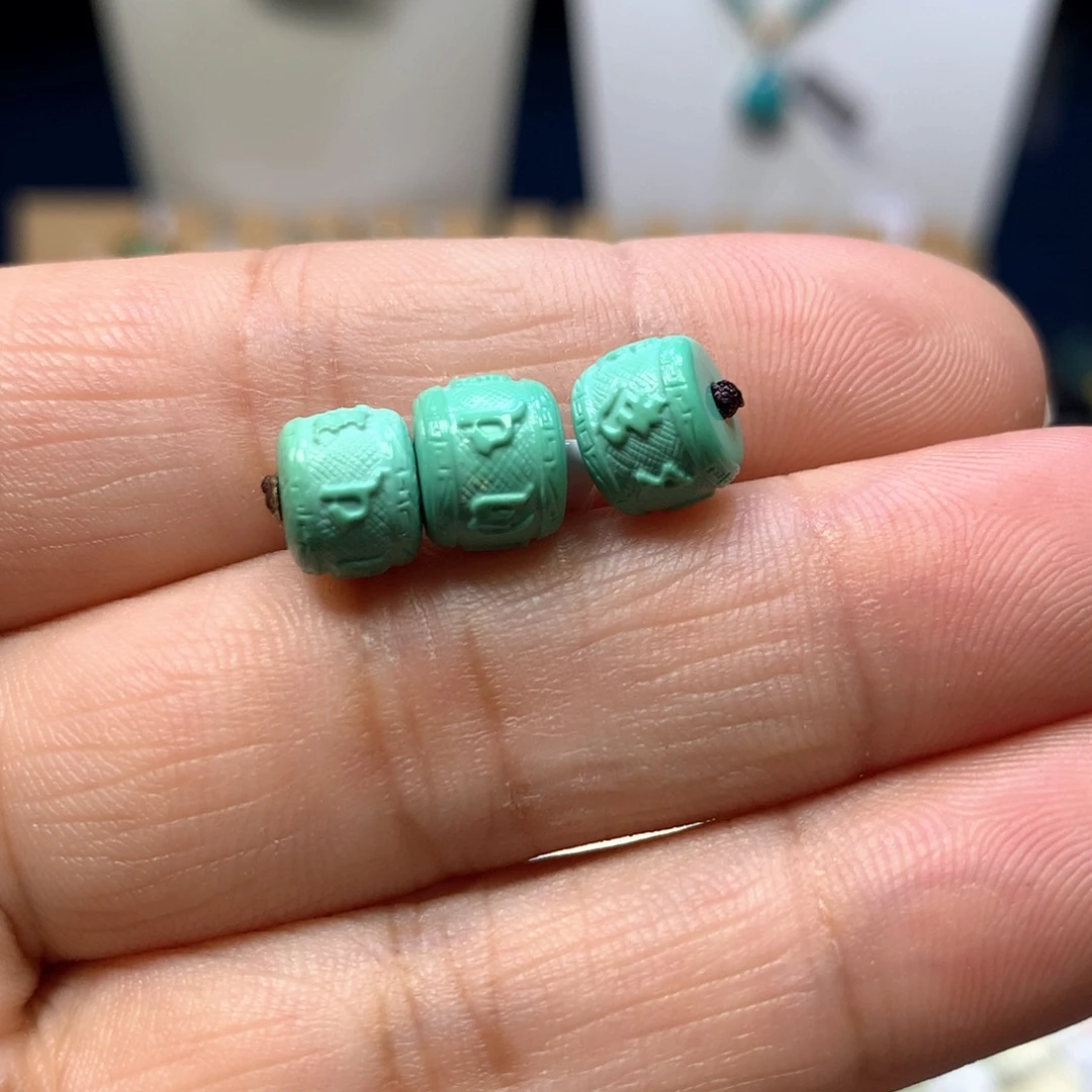 未镶嵌绿松石六字8mm