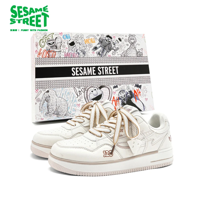 芝麻街男款2025秋季潮流新款涂鸦潮鞋复古街头百搭痞帅休闲板鞋子