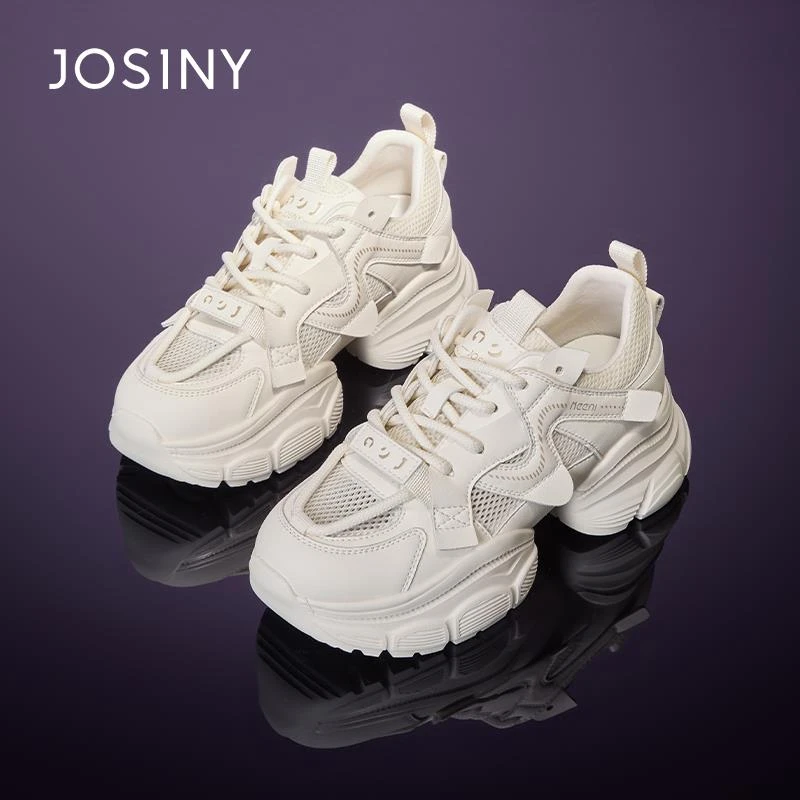 卓诗尼厚底老爹鞋女款2025年春夏新款网面透气轻便时尚运动休闲鞋
