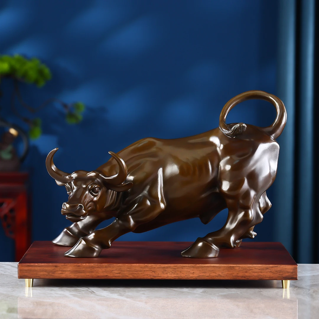 铜天下全铜摆件《旺市牛（咖色）》牛摆件 家居礼品 铜工艺品