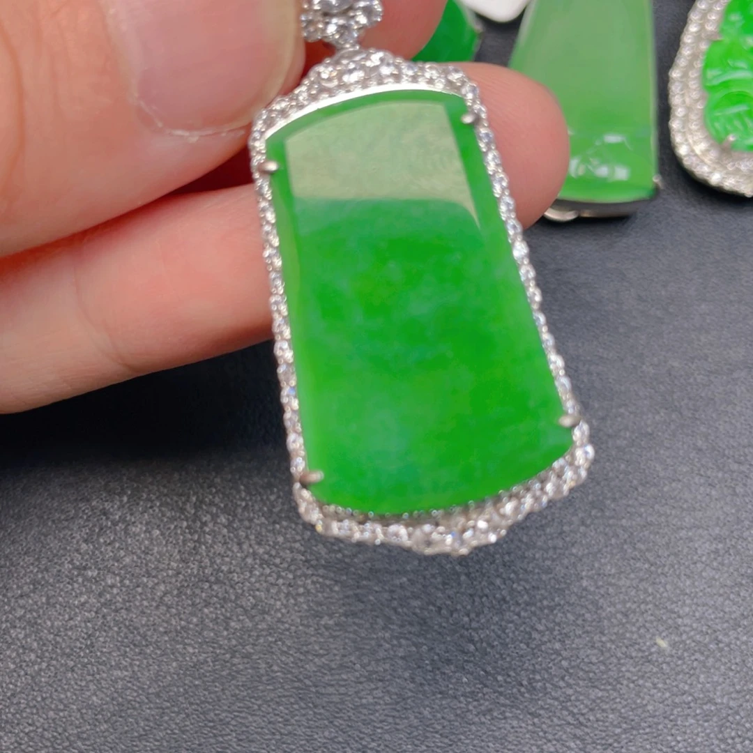 翡翠银S925镶嵌吊坠(不含链)