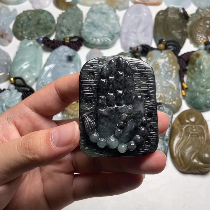 翡翠未镶嵌颈饰佛手37