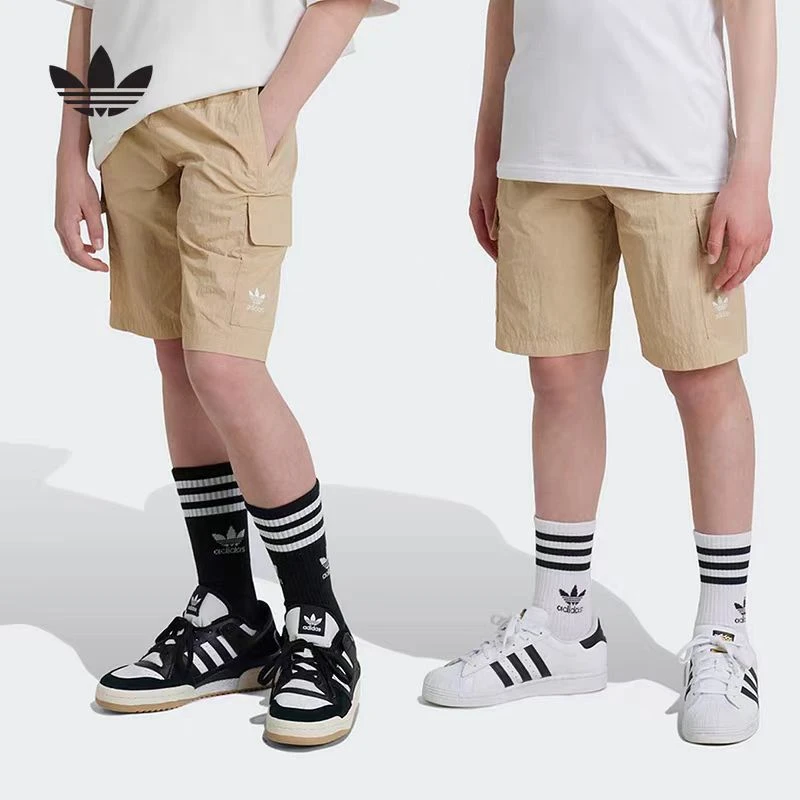adidas/阿迪达斯三叶草男大童五分裤夏工装风多口袋短裤 IX7598