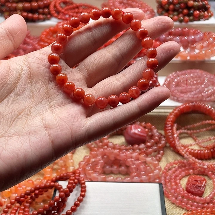 南红玛瑙未镶嵌手链