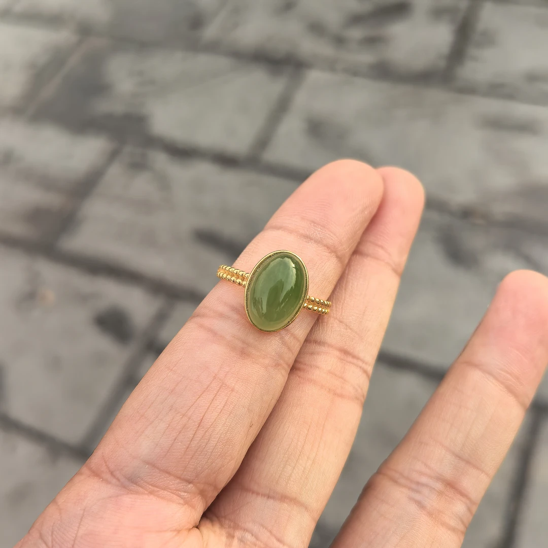 和田玉碧玉戒指约卡8*12-ZR