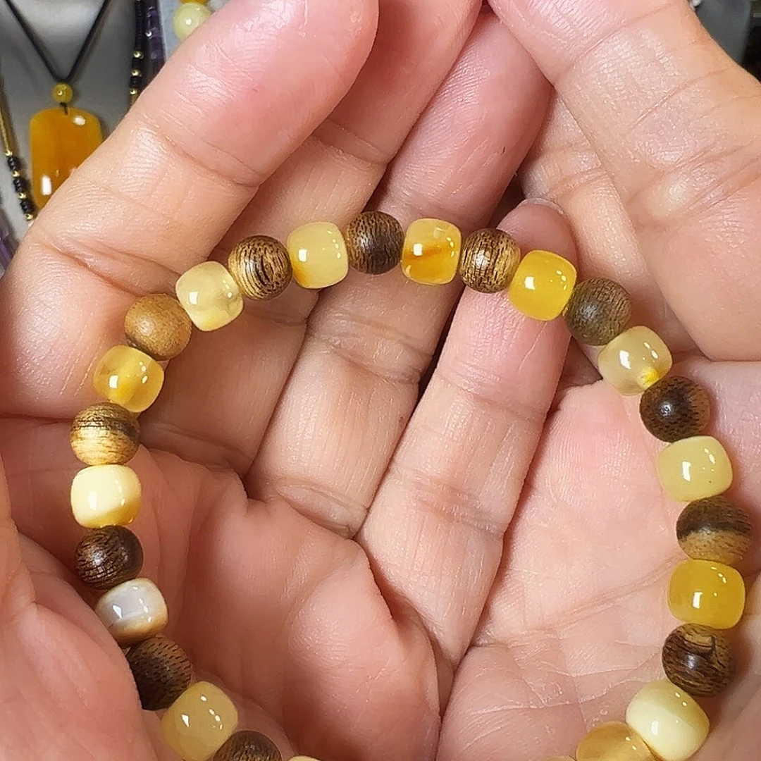 琥珀未镶嵌手链琥珀蜜蜡设计款手串