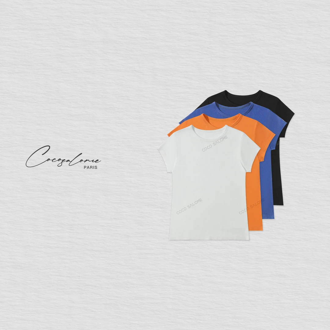 韩彬彬"爆款T"天丝亲肤弹力夏装老钱风松弛感女装短袖T恤361K-9