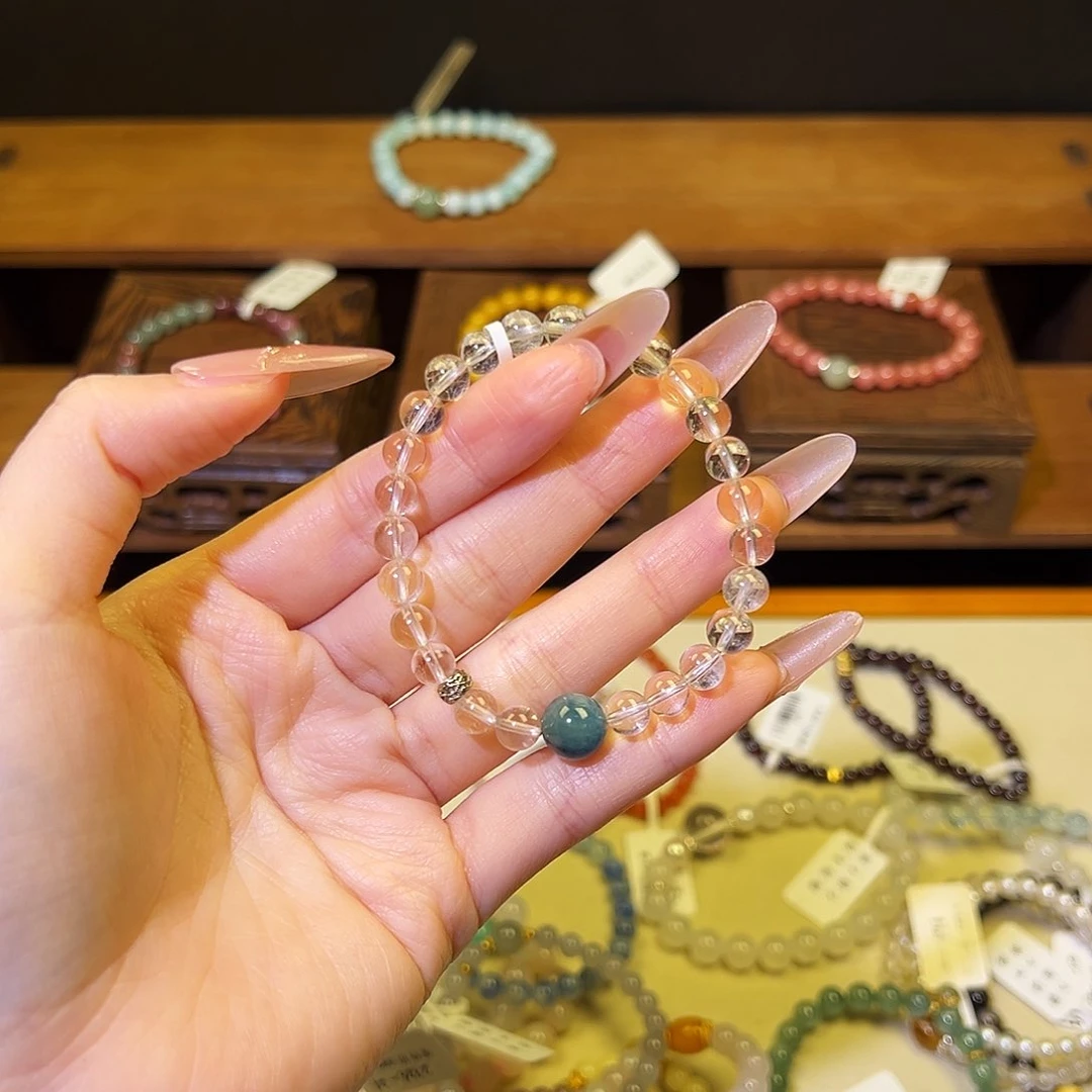 水晶手链银S925镶嵌白兔毛3111