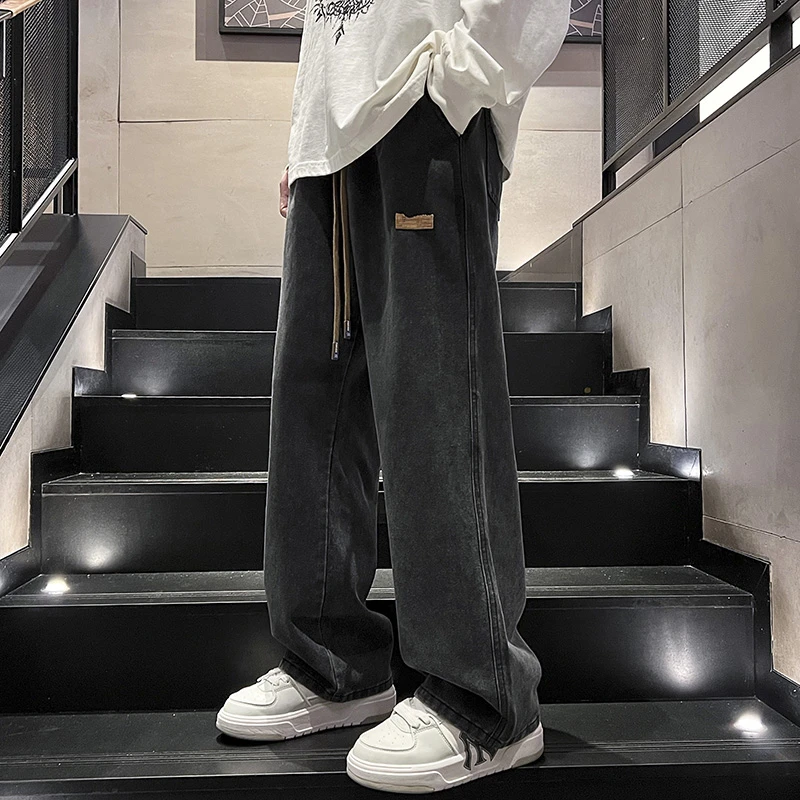 秋冬加绒加厚牛仔裤男直筒宽松美式高街2025新款青少年男生长裤子