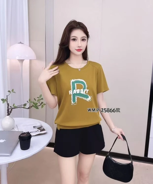 个性化休闲版R百搭上衣针织625866女士夏季潮流圆领