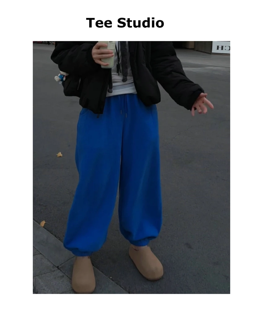 TEE STUDIO  摇粒绒蓝色抽绳卫裤