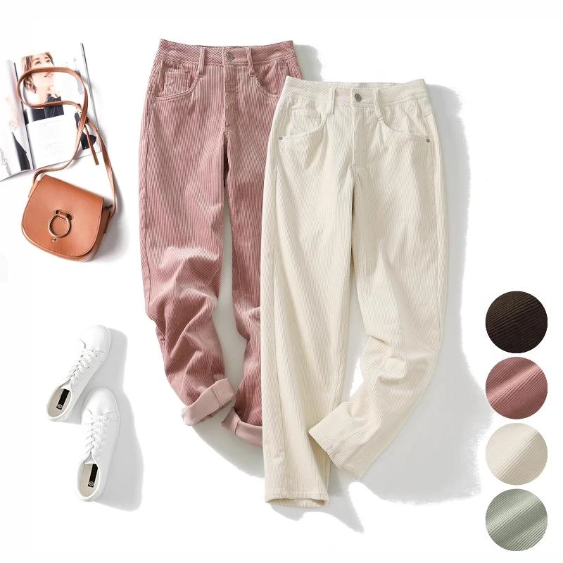 黄金熊！灯芯绒直筒休闲哈伦裤有大码