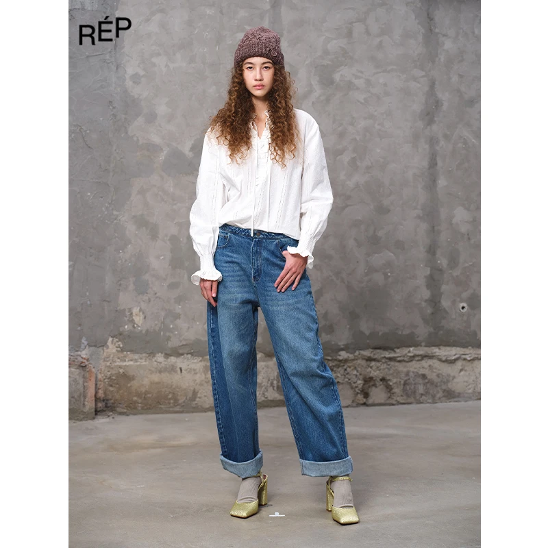 Puzzle piece设计师品牌白色Ruffle系带衬衫 26RS新品