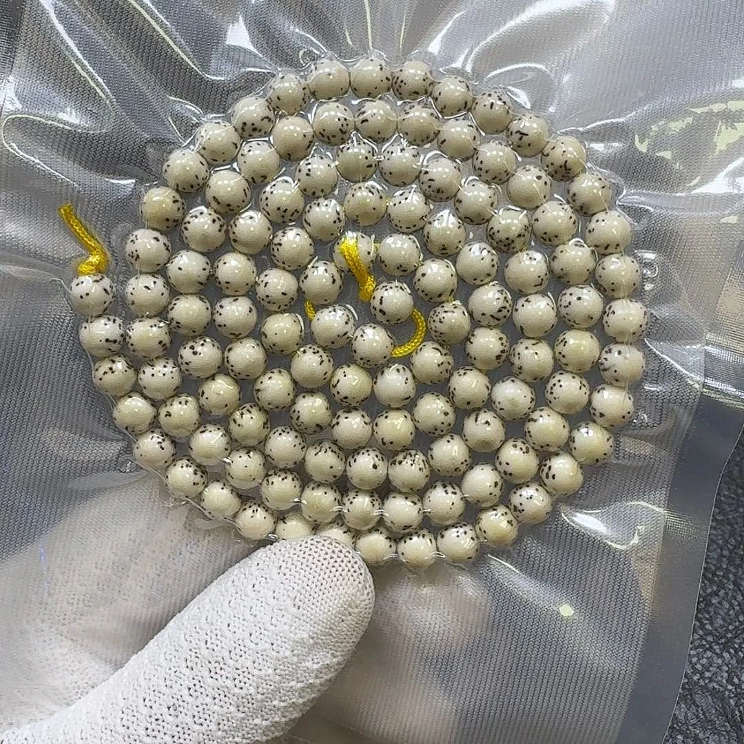 星月菩提手串8mm原生态河豚大留白圆珠（轻微走色