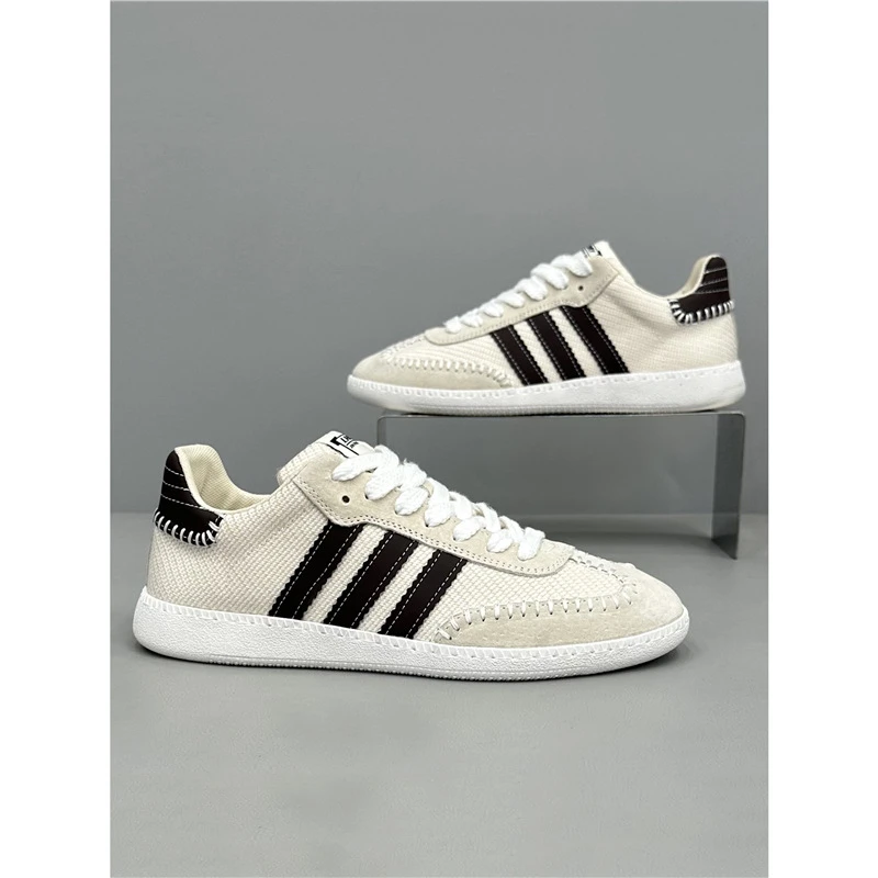 时尚原创潮牌低帮三条杠小白鞋2025秋季透气布面轻便软底板鞋男