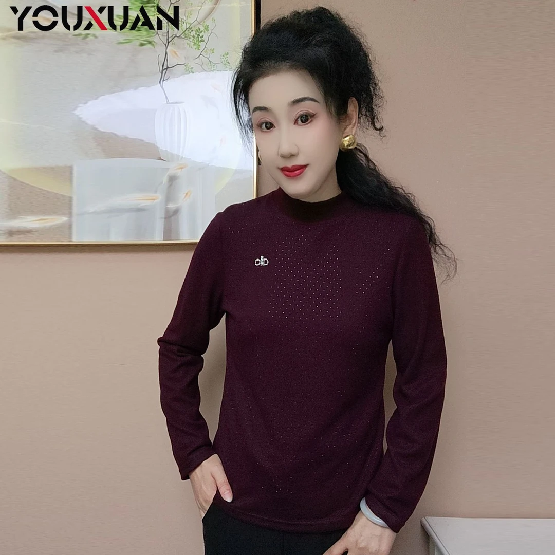 【云朵绒】秋冬新品百搭上衣时尚宽松长袖女士半高领打底衫35581