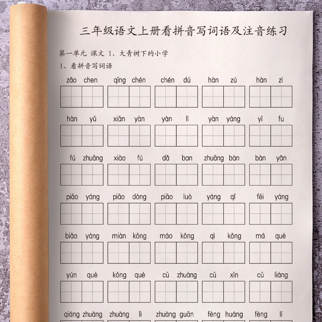 三年级上册语文看拼音写词语写字表汉语拼音识字表注音练习人教版