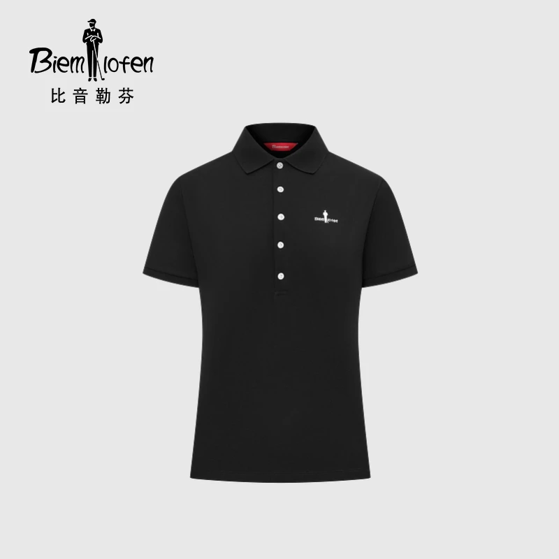 比音勒芬2025夏季新款女士T恤时尚五粒扣通勤休闲翻领短袖polo衫
