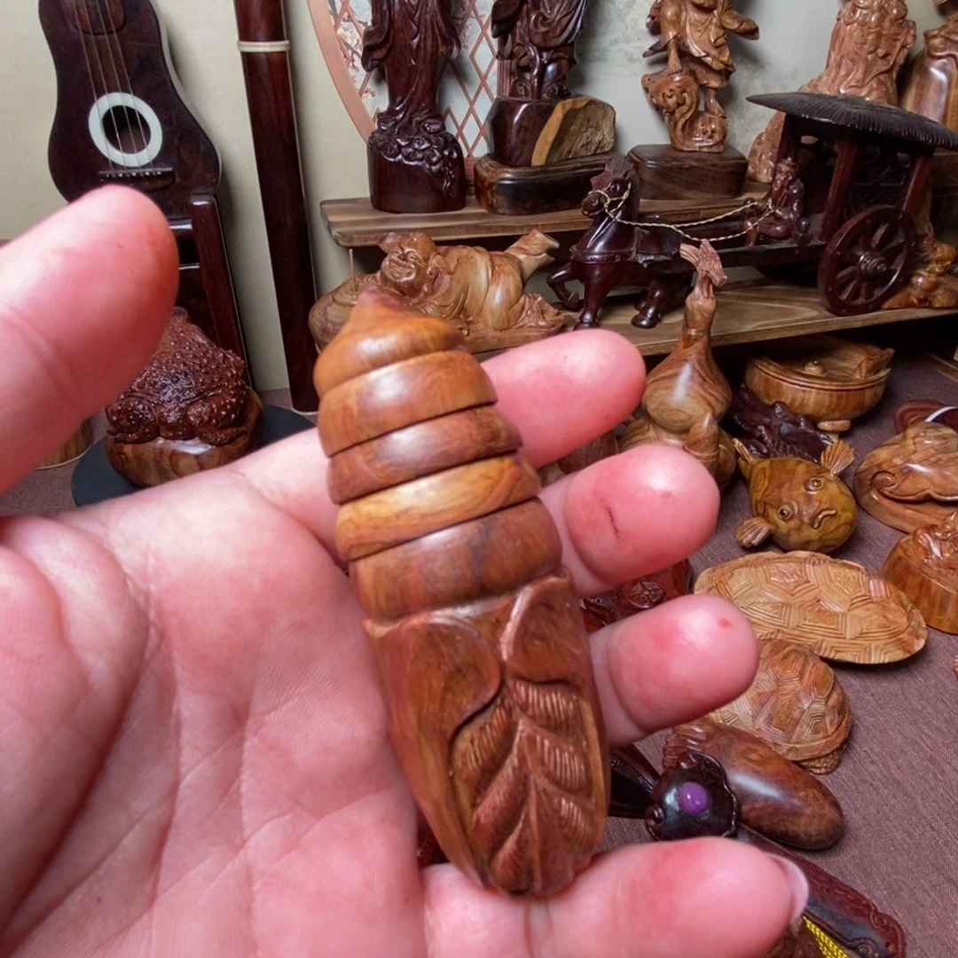 黄花梨/降香黄檀海南黄花梨蝉蛹手把件