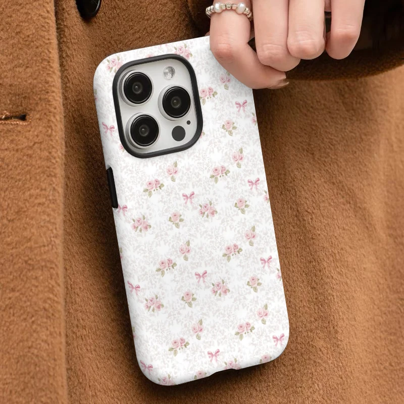 粉色玫瑰苹果16手机壳iphone15pro华为14小米1312适用oppo女vivo