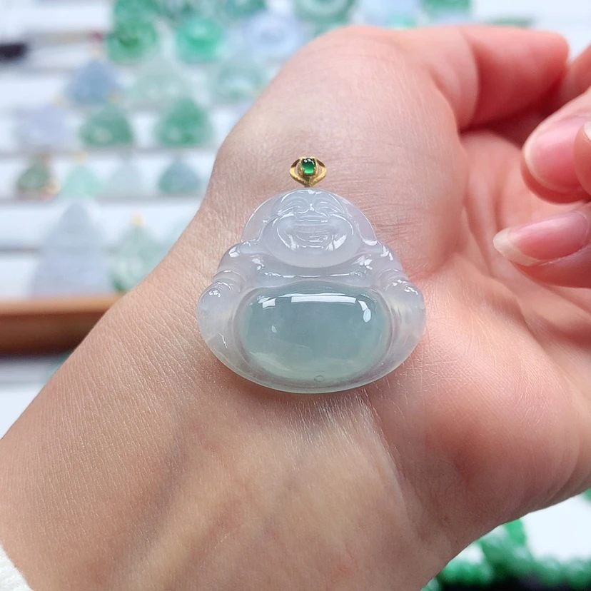 【闪购商品】翡翠吊坠(赠链)18K金镶嵌