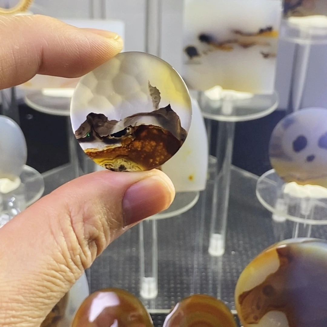 合成碳硅石非金属时尚图纹画面石饰品