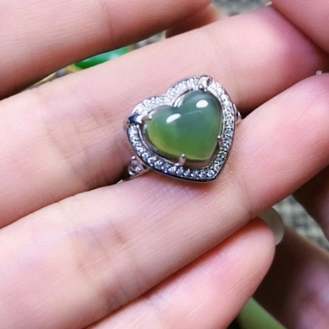 和田玉银S925镶嵌戒指