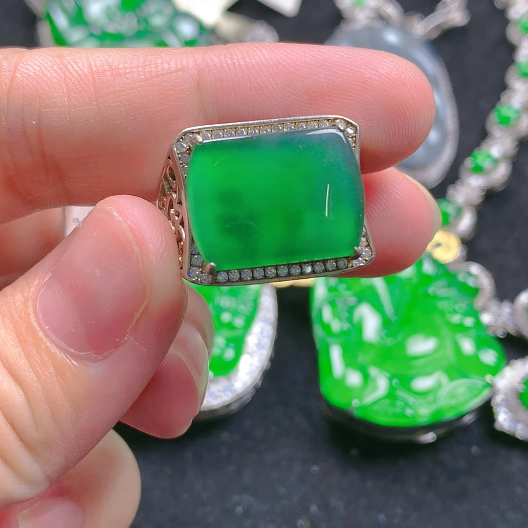 吊坠(不含链)银S925镶嵌翡翠翡翠