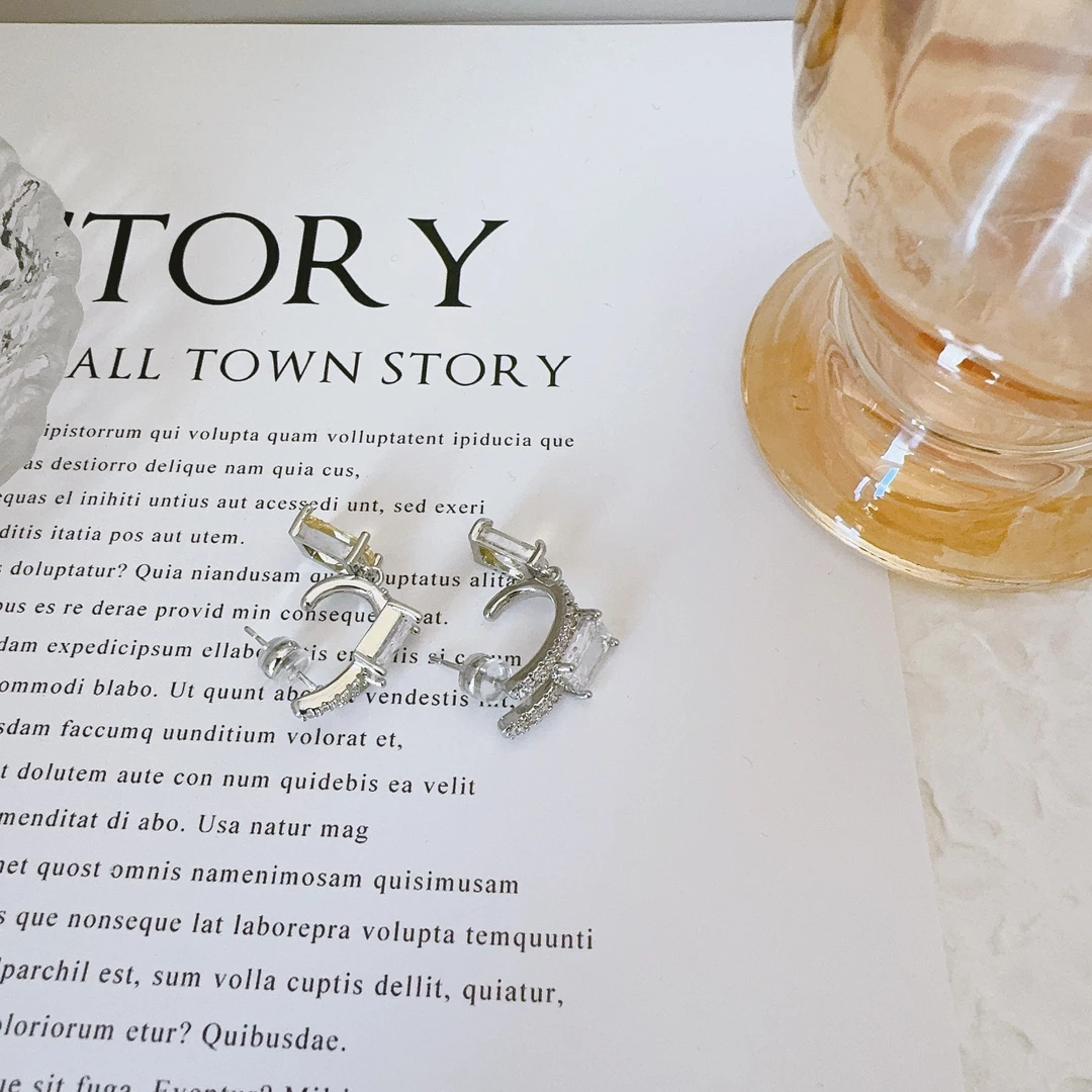 铜合金仿水晶耳饰 4025 铜合金耳环时尚气质