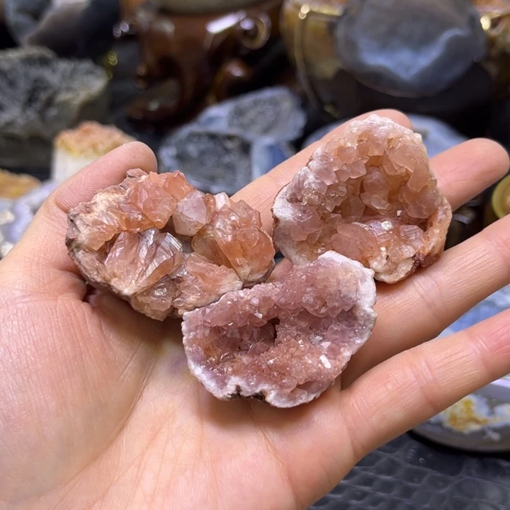 球***总水晶珠宝半成品未镶嵌粉晶洞3️⃣