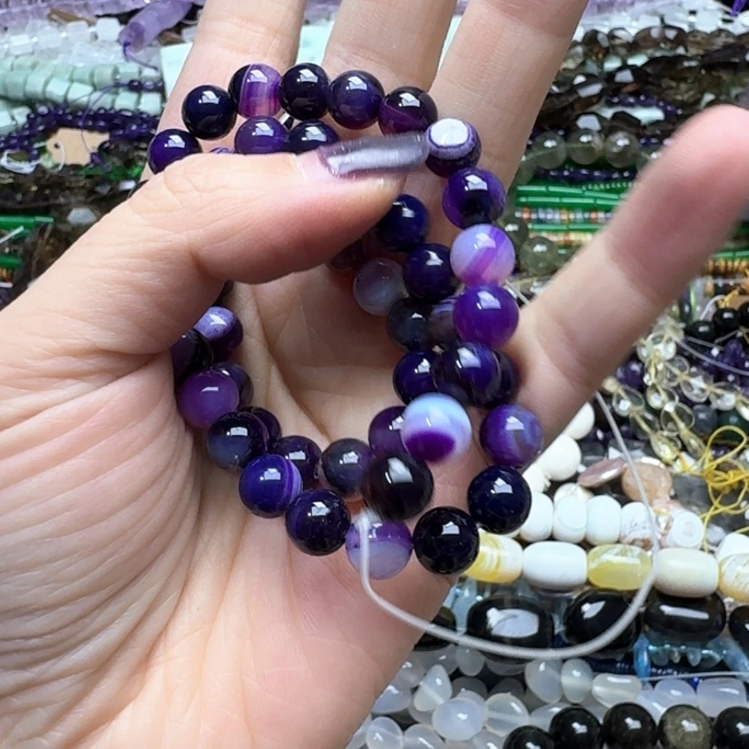 玛瑙/玉髓未镶嵌珠宝半成品一条8m紫玛瑙