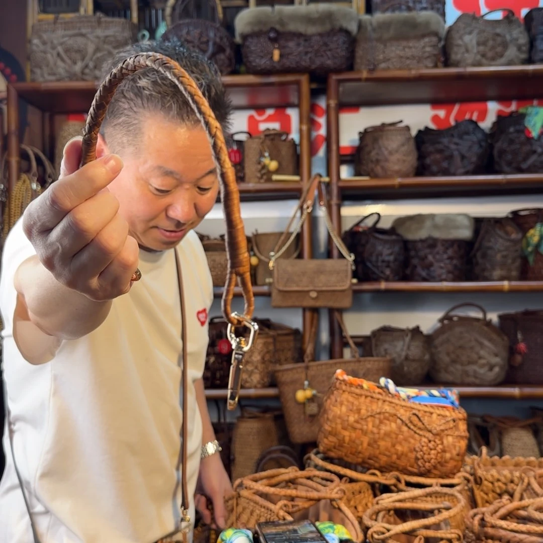 木天**泪强哥竹艺藤编肩带