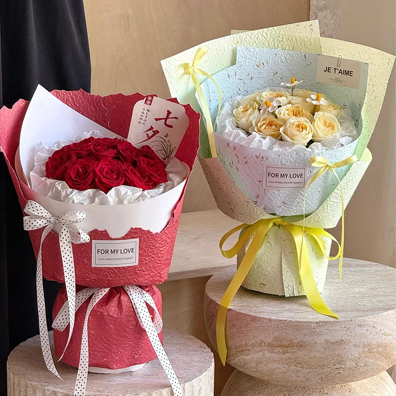 手撕花瓣风华浮雕纸花店包装纸花艺包装花店