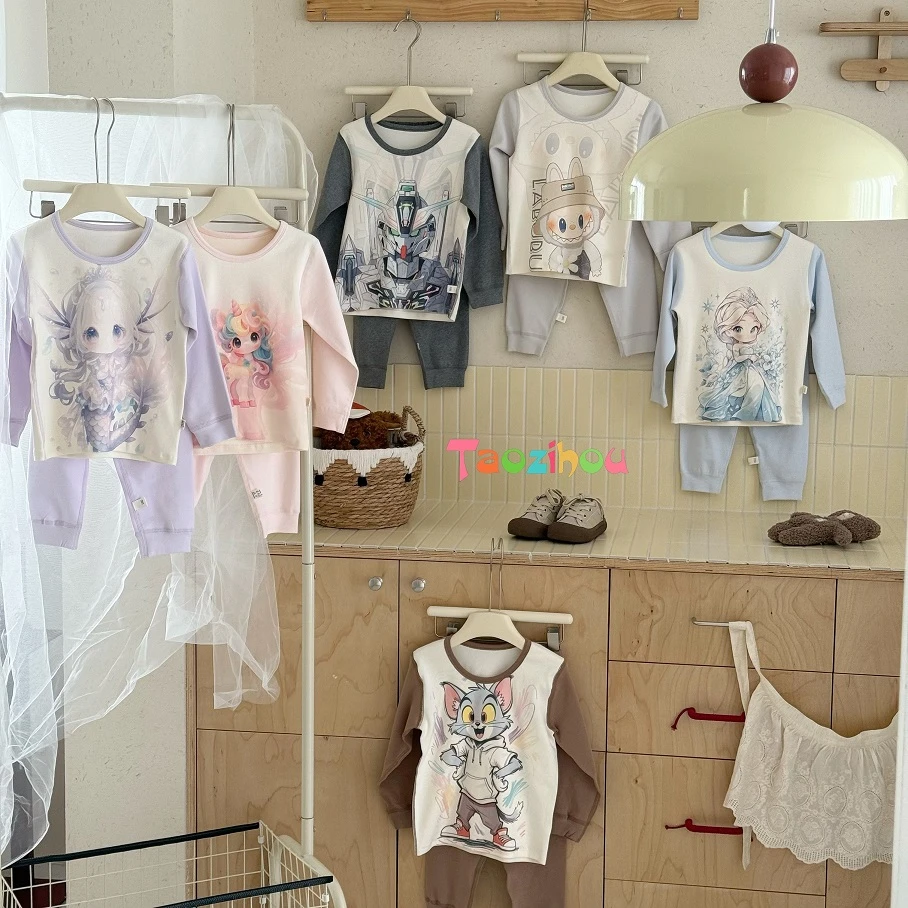 2025款男童女童平肩满印拉架套装25t64