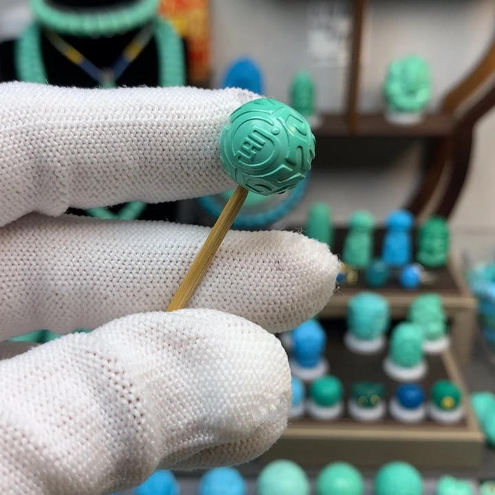 湖北原矿博古纹圆珠卡14